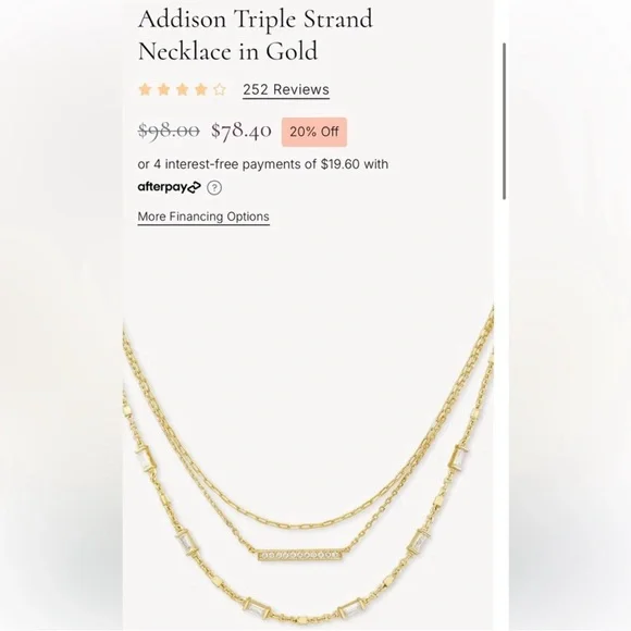 Kendra Scott Addison Triple Strand Gold Necklace w/ clear stones - Picture 4 of 5